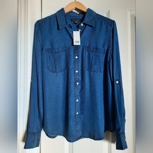 New Banana Republic Dillon Classic Fit Indigo Blue Denim Button-Up Shirt